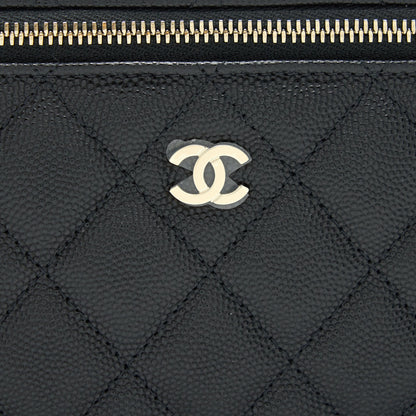 Chanel Caviar Small Long Vanity With Chain Black L