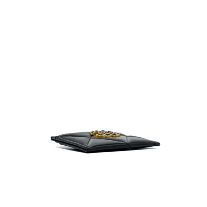 Chanel 19 Card Holder Lambskin Black/Pink  (Microchip)