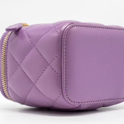 CHANEL Pearl Crush Mini Vanity With Chain Lambskin Purple