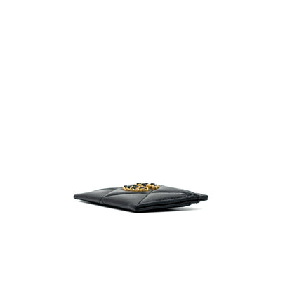 Chanel 19 Card Holder Lambskin Black/Pink  (Microchip)