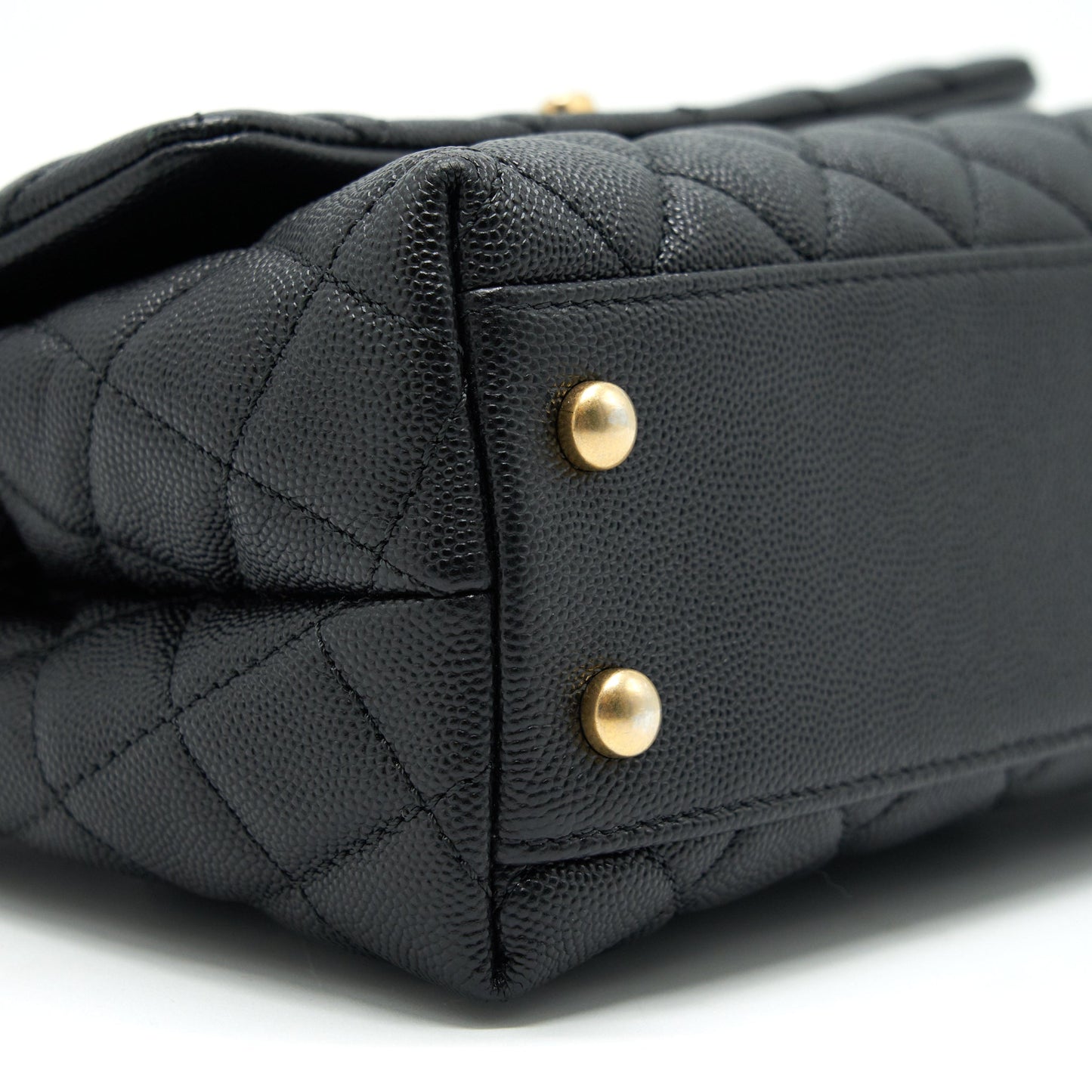 CHANEL MINI COCO HANDLE CAVIAR LEATHER WITH PYTHON HANDLE BLACK