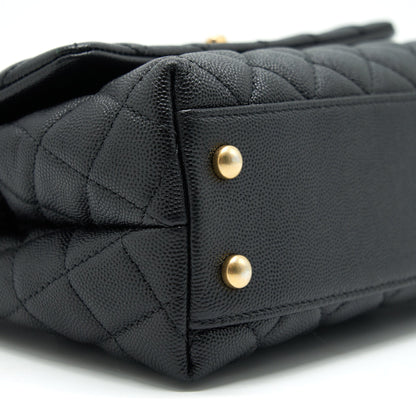 CHANEL MINI COCO HANDLE CAVIAR LEATHER WITH PYTHON HANDLE BLACK
