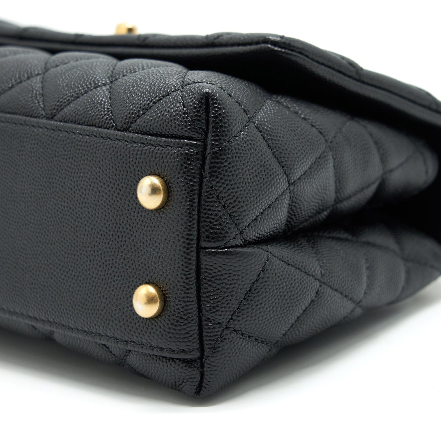 CHANEL MINI COCO HANDLE CAVIAR LEATHER WITH PYTHON HANDLE BLACK