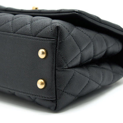 CHANEL MINI COCO HANDLE CAVIAR LEATHER WITH PYTHON HANDLE BLACK