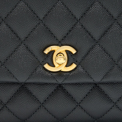 CHANEL MINI COCO HANDLE CAVIAR LEATHER WITH PYTHON HANDLE BLACK