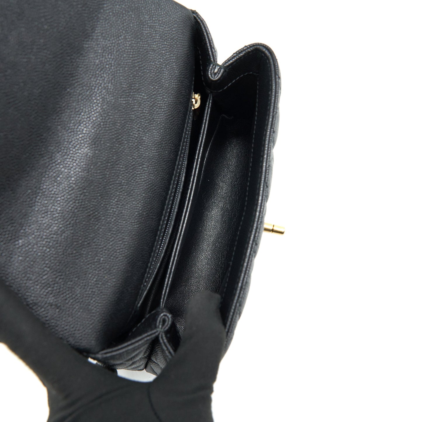 CHANEL MINI COCO HANDLE CAVIAR LEATHER WITH PYTHON HANDLE BLACK