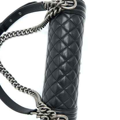Chanel Medium Boy Bag Lambskin Black Ruthenium