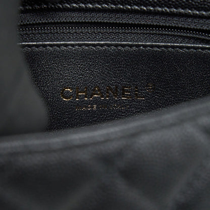CHANEL MINI COCO HANDLE CAVIAR LEATHER WITH PYTHON HANDLE BLACK