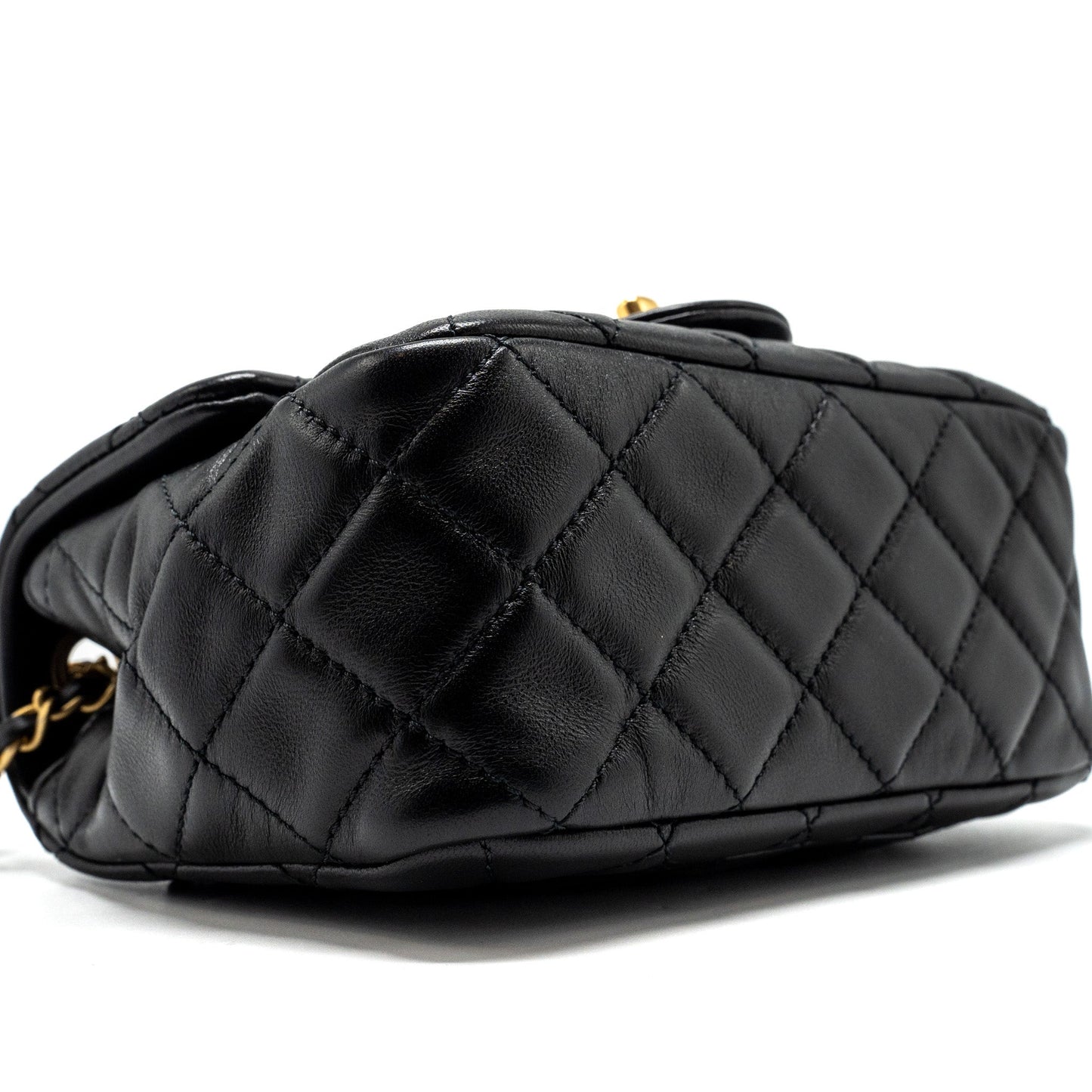 Chanel Pearl Crush Mini Square Flap Bag Lambskin Black  (microchip)