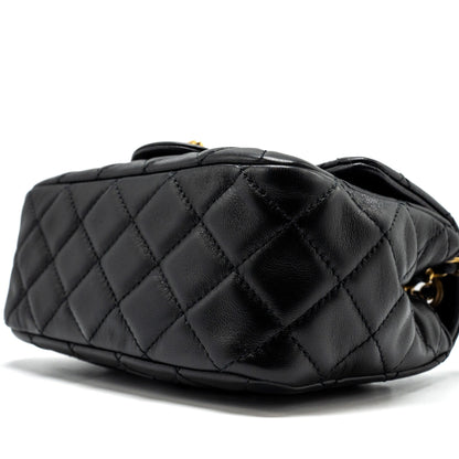 Chanel Pearl Crush Mini Square Flap Bag Lambskin Black  (microchip)
