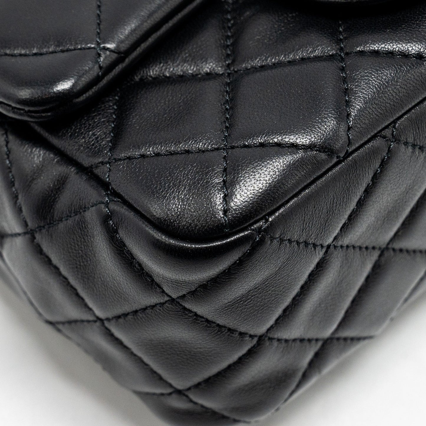 Chanel Pearl Crush Mini Square Flap Bag Lambskin Black  (microchip)