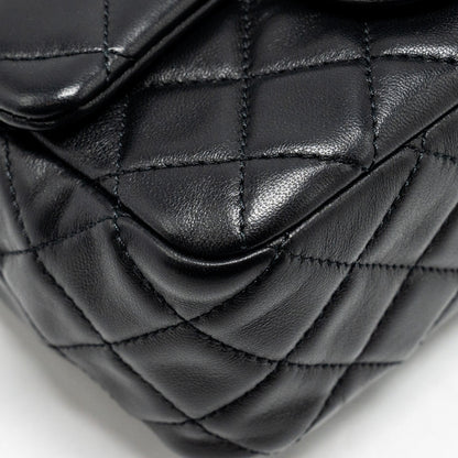 Chanel Pearl Crush Mini Square Flap Bag Lambskin Black  (microchip)