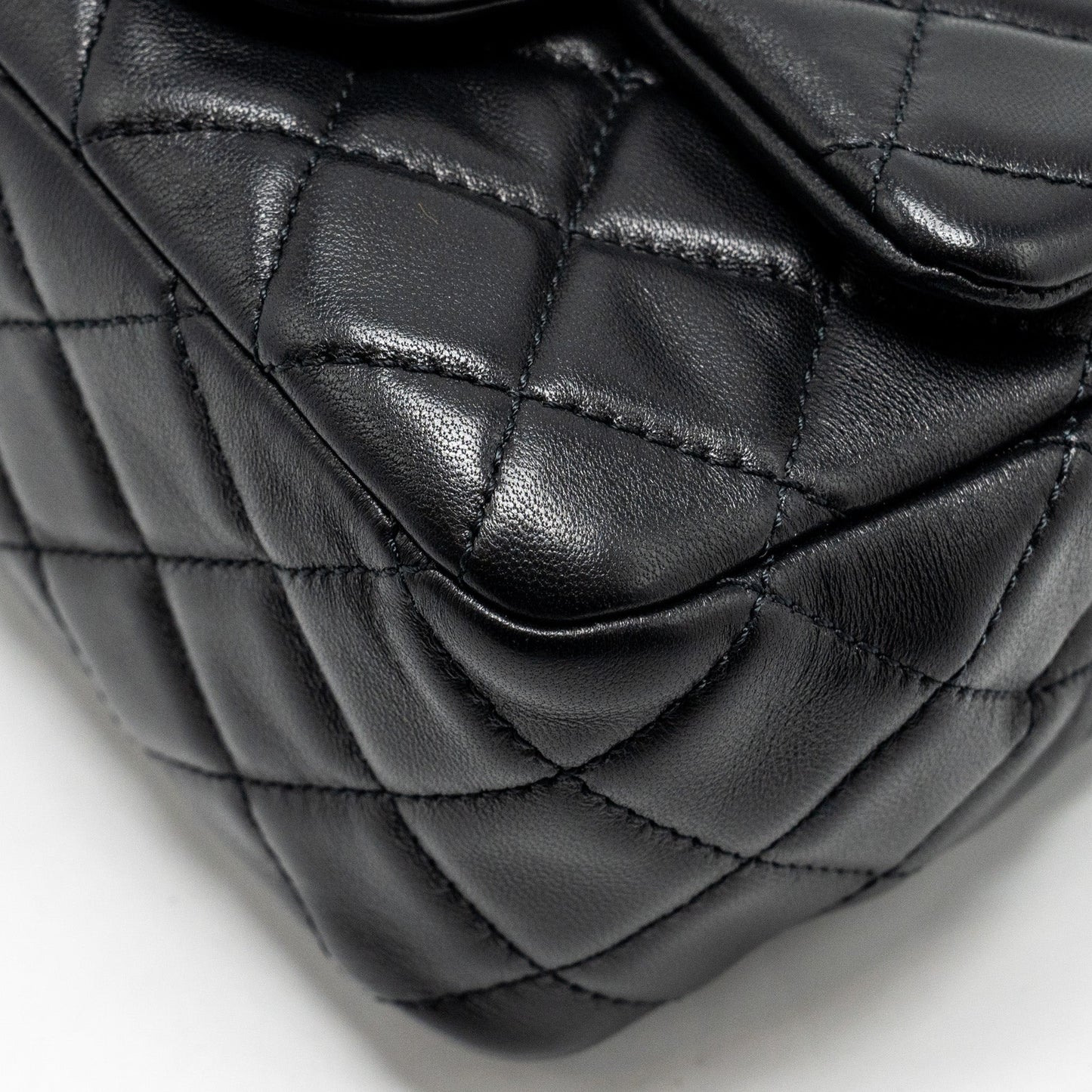 Chanel Pearl Crush Mini Square Flap Bag Lambskin Black  (microchip)