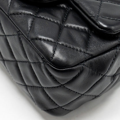 Chanel Pearl Crush Mini Square Flap Bag Lambskin Black  (microchip)