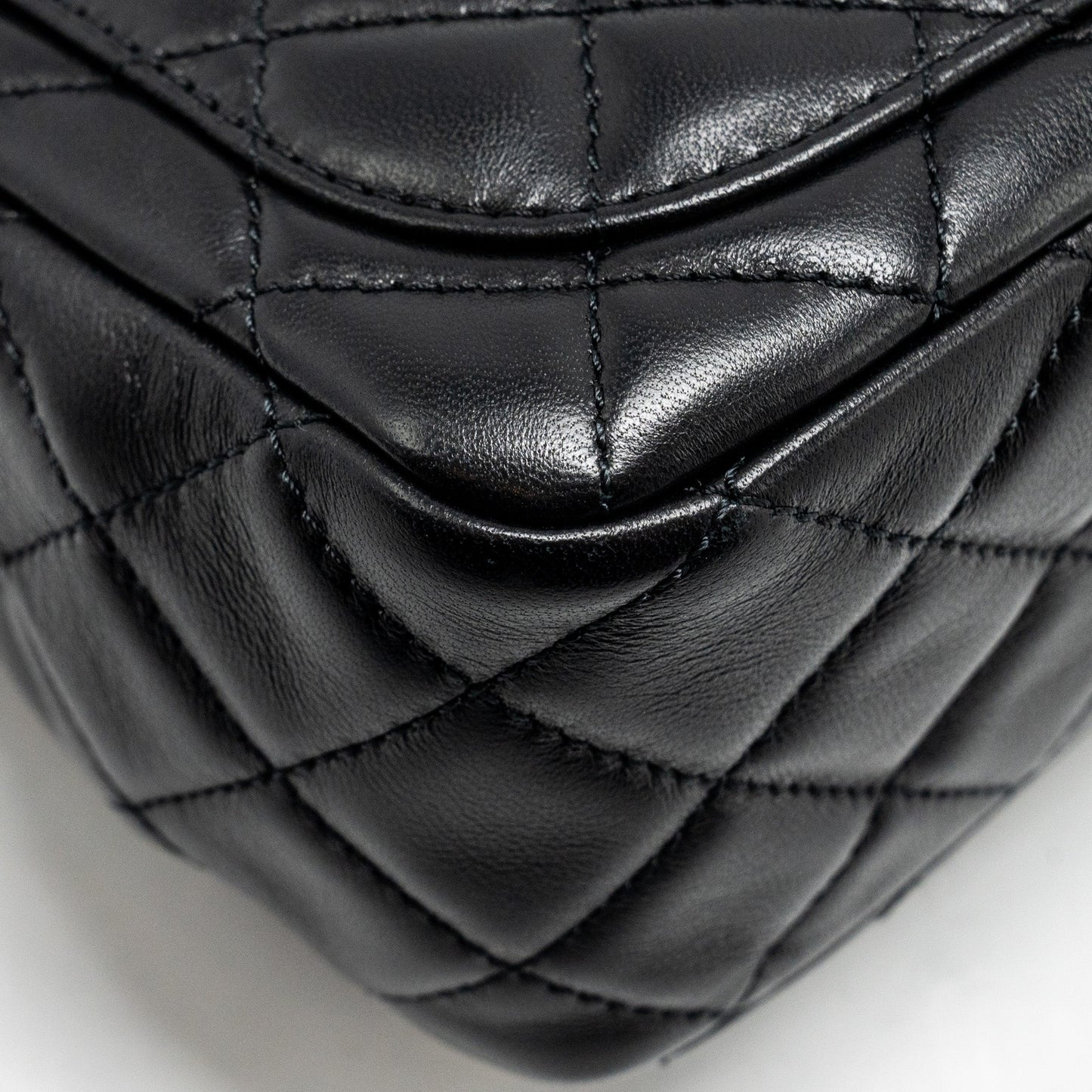 Chanel Pearl Crush Mini Square Flap Bag Lambskin Black  (microchip)