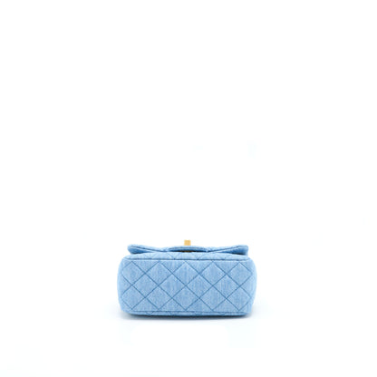 Chanel 22C Denim Pearl Crush Mini Square Flap Bag