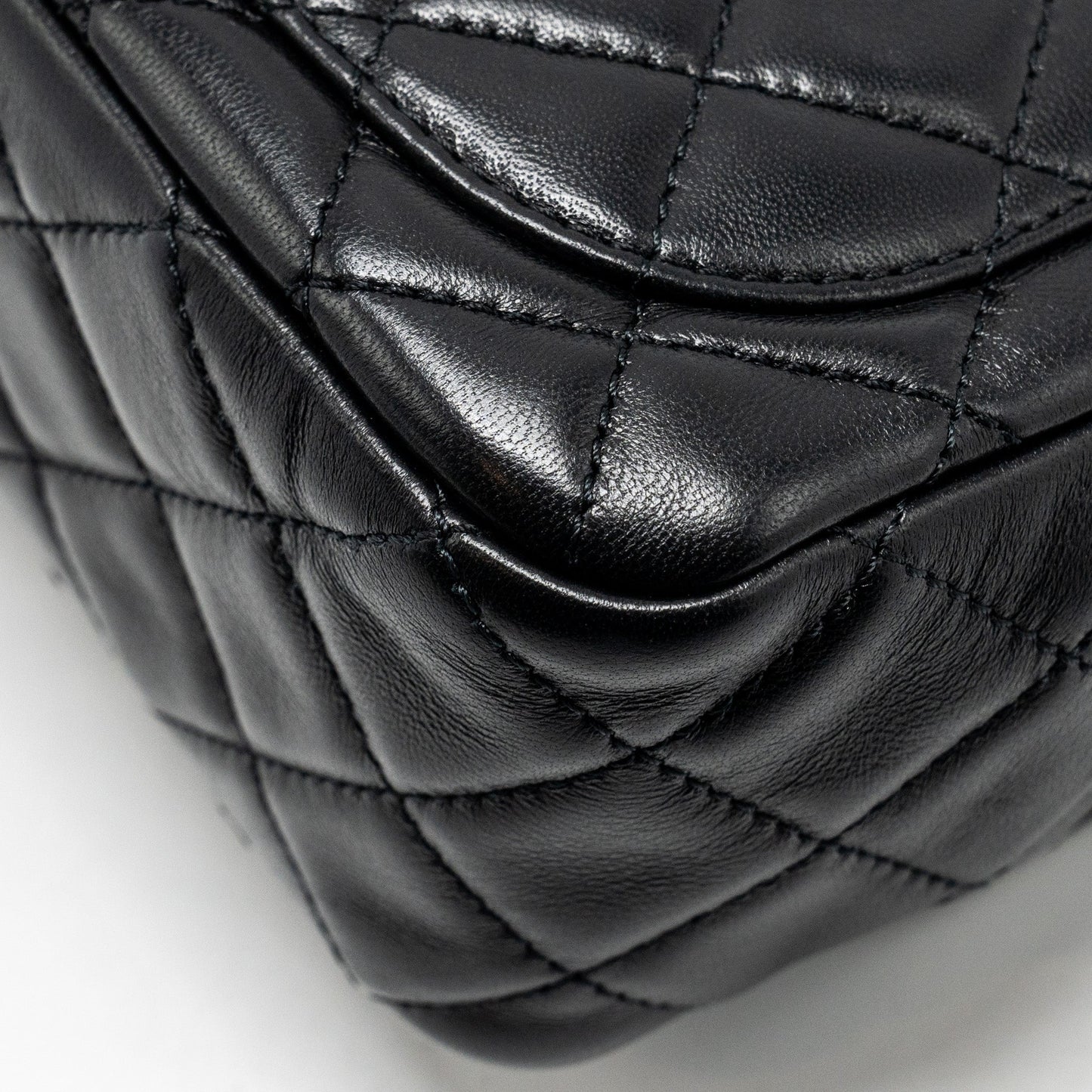 Chanel Pearl Crush Mini Square Flap Bag Lambskin Black  (microchip)