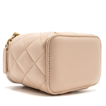 Chanel Pearl Crush Mini Vanity with Chain Lambskin Light Beige