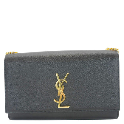 YVES SAINT LAURENT Kate Medium Grain De Poudre Leather Crossbody Bag Black