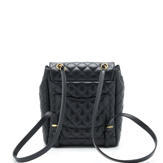 Chanel Quilted Backpack Calfskin Black