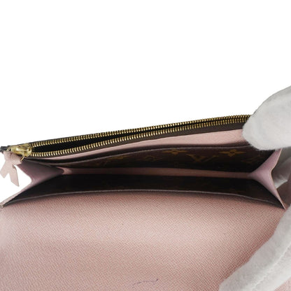 LOUIS VUITTON Emilie Monogram Canvas Wallet Rose Ballerine
