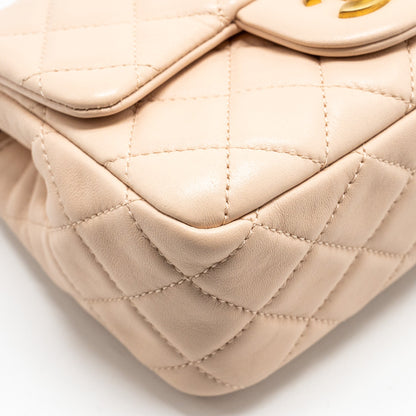 Chanel Pearl Crush Mini Square Flap Bag Lambskin Light Beige  (Microchip)