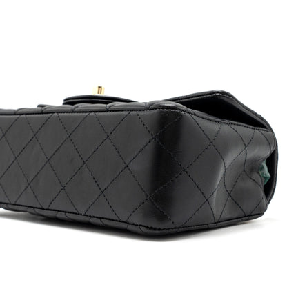 CHANEL MINI RECTANGULAR FLAP BAG LAMBSKIN BLACK L (MICROCHIP)