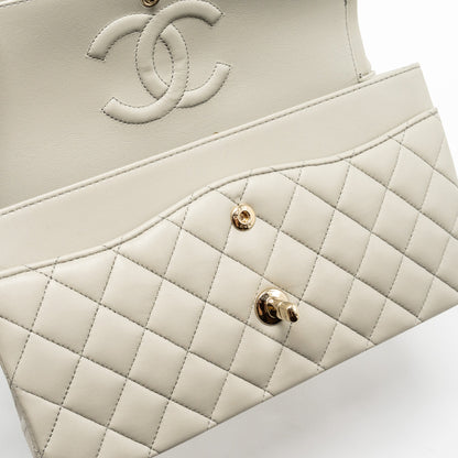 Chanel Medium Classic double flap bag lambskin light grey L (Microchip)