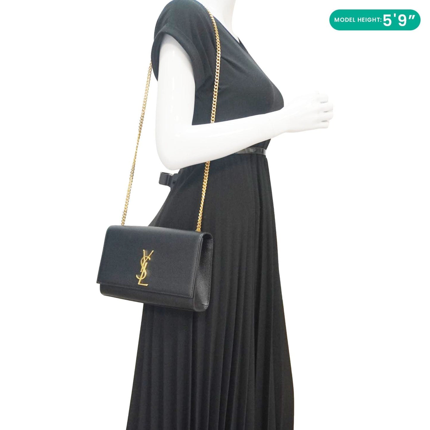 YVES SAINT LAURENT Kate Medium Grain De Poudre Leather Crossbody Bag Black