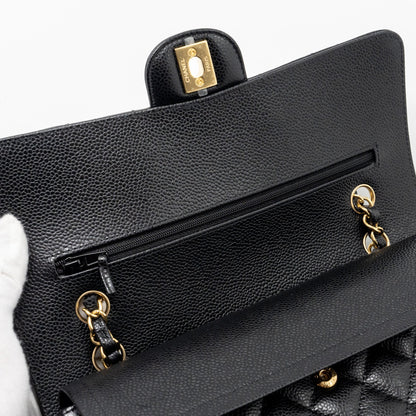 Chanel medium classic double flap bag Caviar black  (microchip)