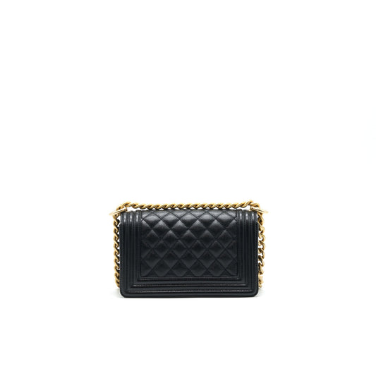CHANEL SMALL BOY BAG CAVIAR LEATHER  BLACK