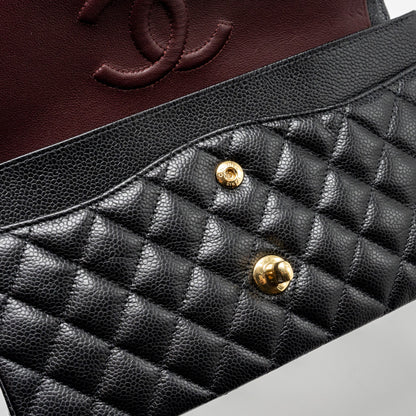 Chanel medium classic double flap bag Caviar black  (microchip)