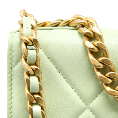 Chanel 19 Wallet on Chain Lambskin Light Green Multicolour Hardware (Microchip)