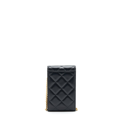 Chanel 22P Vertical Mini Flap Bag Lambskin Black With Enamel Buckle Brushed