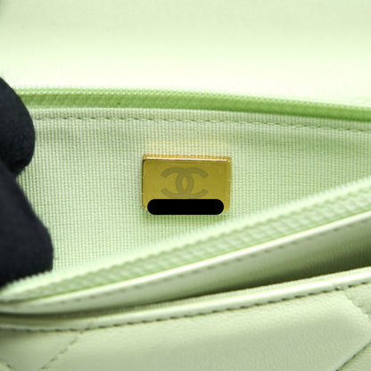 Chanel 19 Wallet on Chain Lambskin Light Green Multicolour Hardware (Microchip)