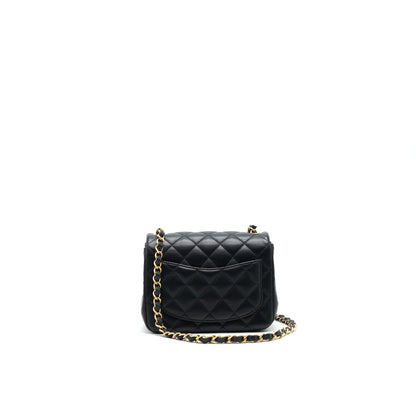 CHANEL MINI SQUARE BLACK LAMBSKIN