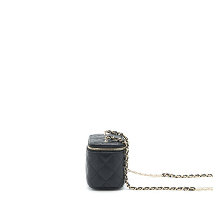 Chanel 22S Detailed Logo Mini Vanity With Chain Caviar Black L
