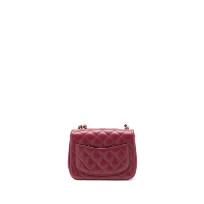 Chanel 22A Mini Square Flap Bag Lambskin Burgundy L (Microchip)