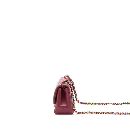 Chanel 22A Mini Square Flap Bag Lambskin Burgundy L (Microchip)