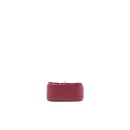 Chanel 22A Mini Square Flap Bag Lambskin Burgundy L (Microchip)