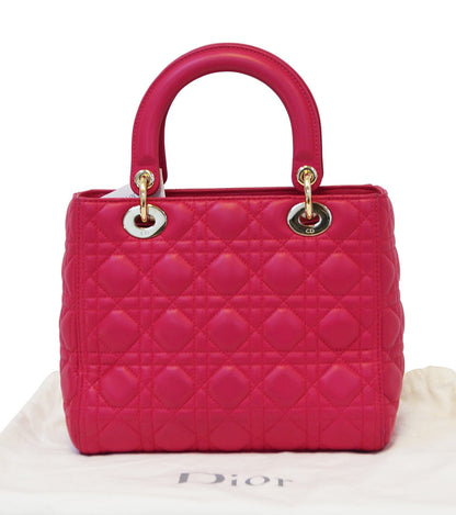 CHRISTIAN DIOR Bag - Cannage Pink Lambskin Lady Dior Bag