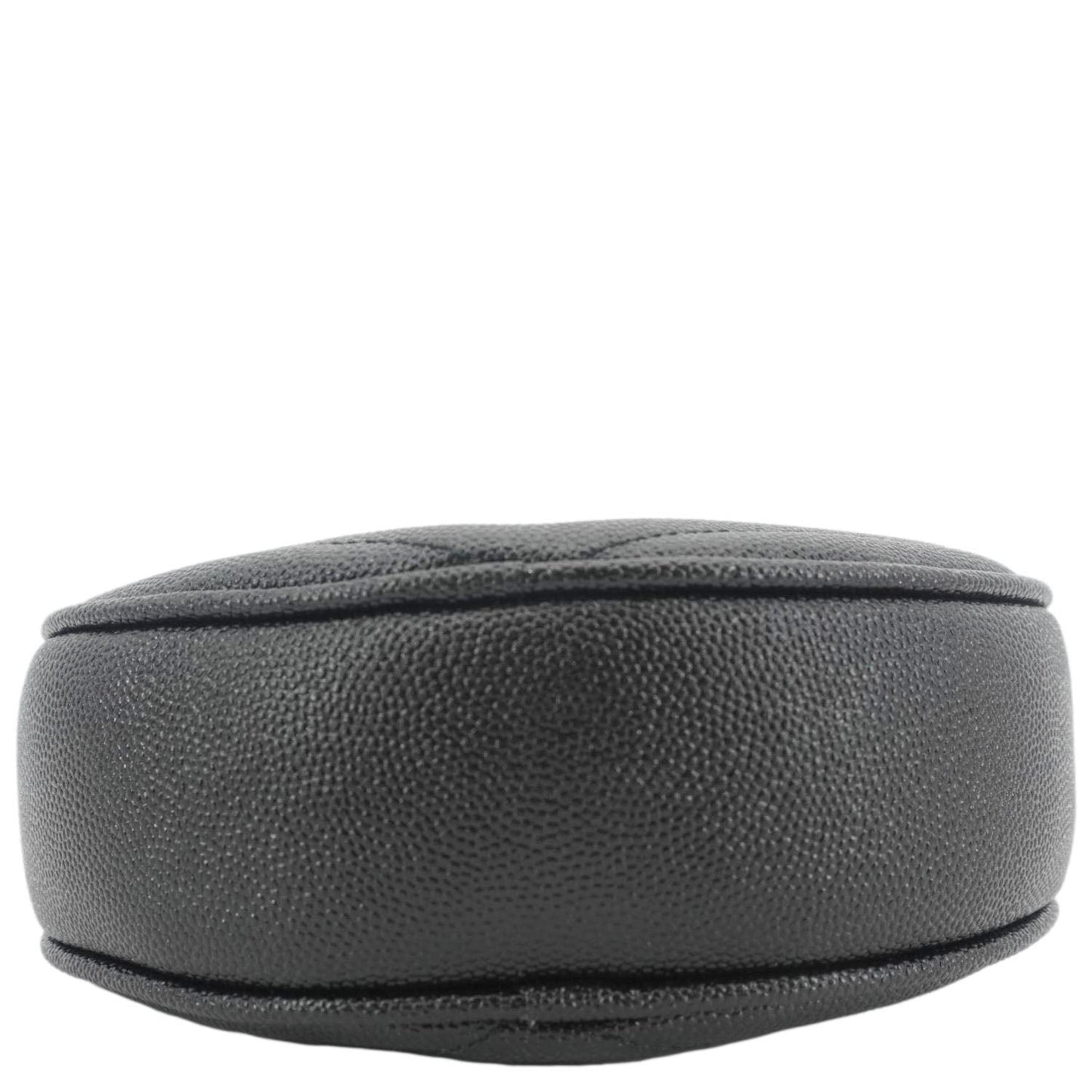 YVES SAINT LAURENT Round Chevron Leather Camera Crossbody Bag Black