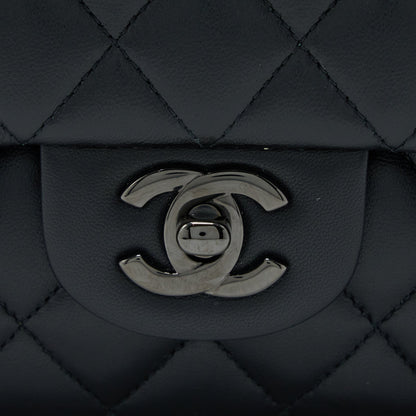 Chanel Medium Classic Double Flap Bag Lambskin So Black with Black Hardware (Microchip)
