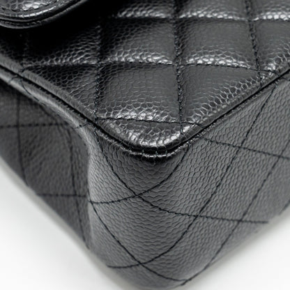 Chanel medium classic double flap bag Caviar black  (microchip)