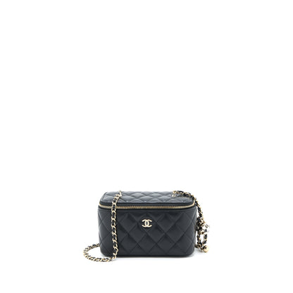 Chanel 23C Pearl Crush Long Vanity Lambskin Black L (Microchip)