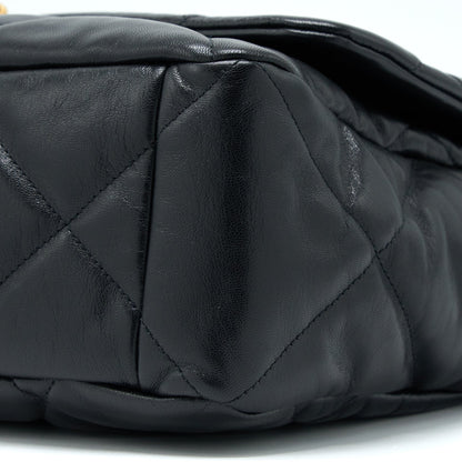 Chanel Maxi 19 Bag Goatskin Black Multicolour Hardware
