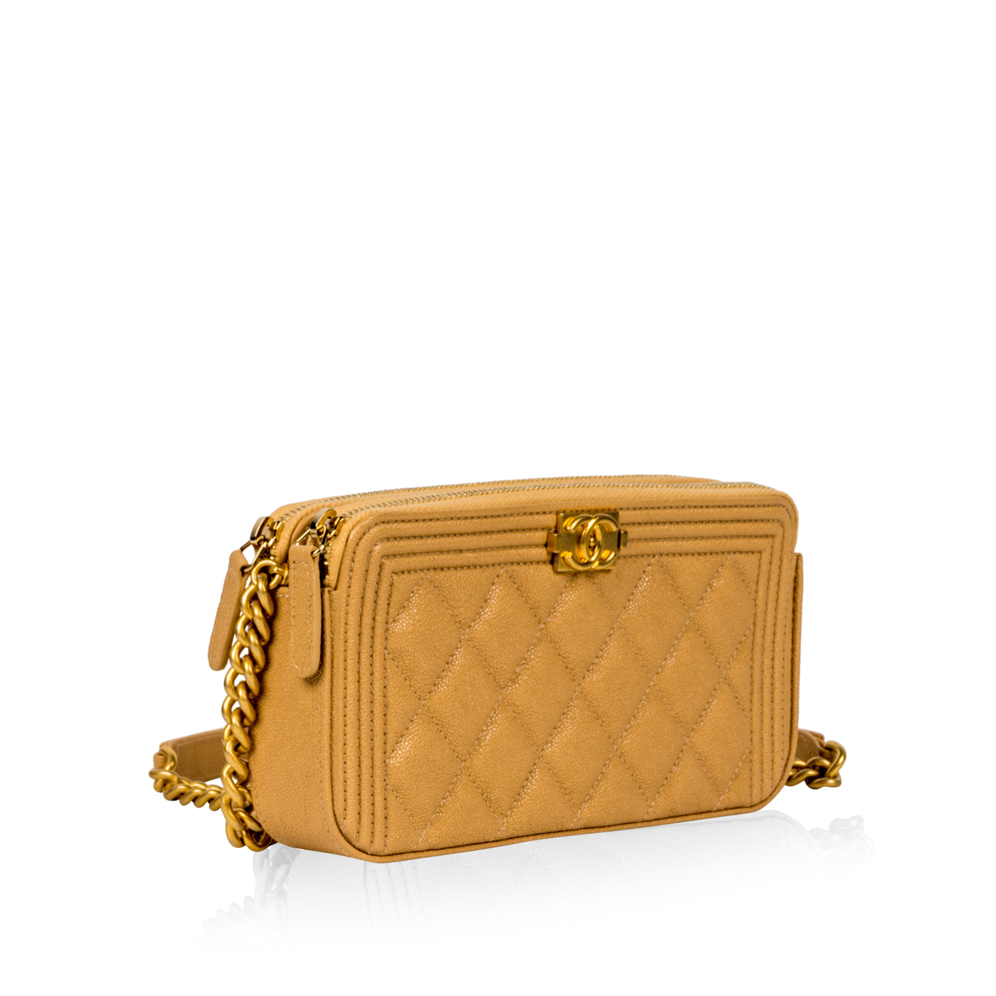 Chanel Boy Double Zip Clutch on Chain