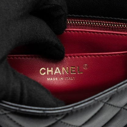 Chanel Camellia adjustable chain mini square flap bag lambskin black  (microchip)