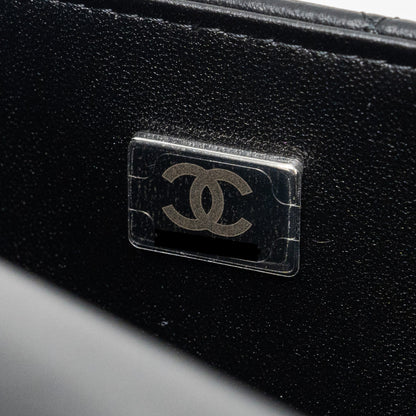 Chanel mini rectangular flap bag lambskin black  (microchip)