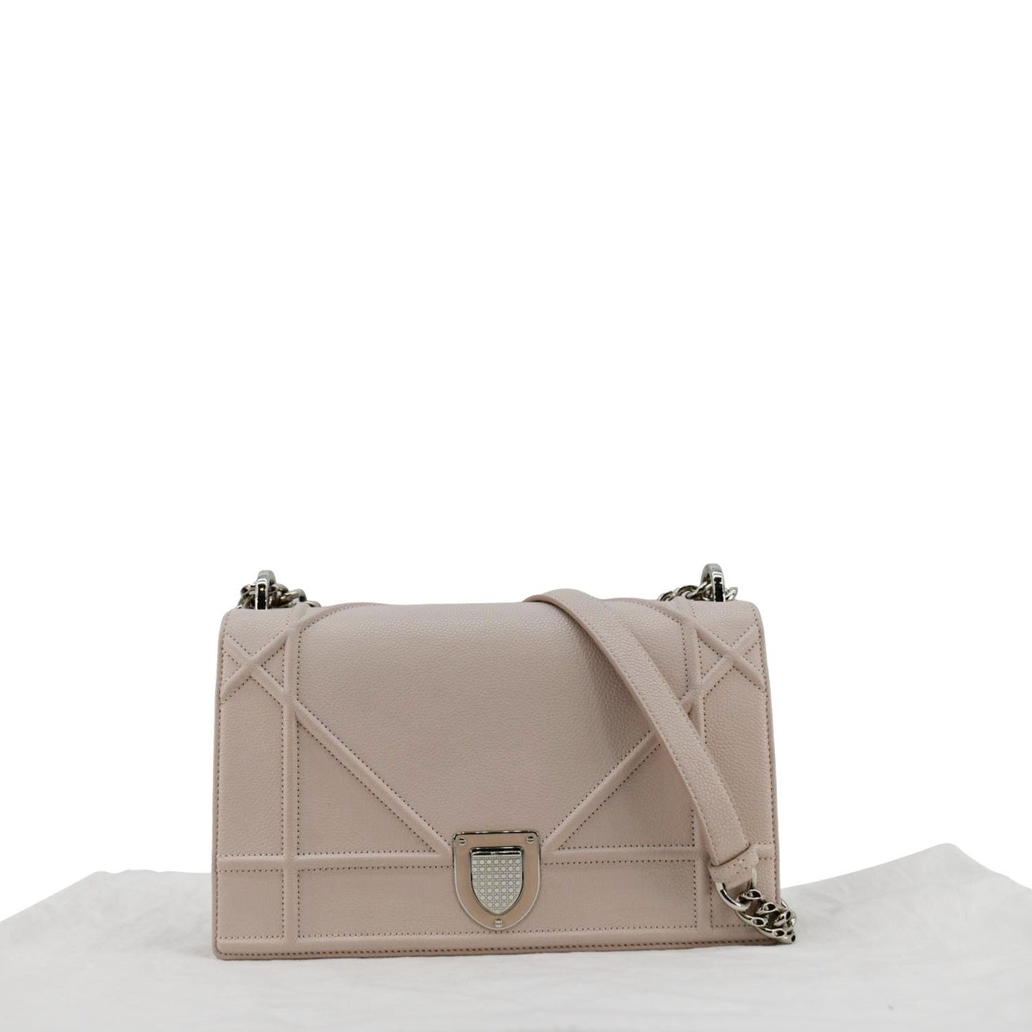 CHRISTIAN DIOR Diaroma Flap Grained Calfskin Leather Crossbody Bag Light Pink